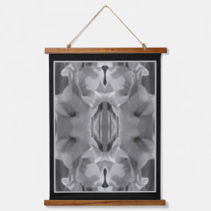 Tapisserie Suspendue Gladiolus Fleur Noir Et Blanc Abstrait