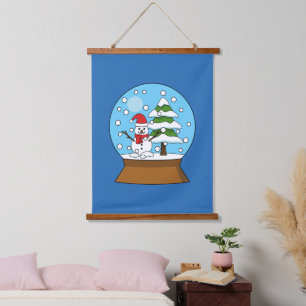 Tapisserie Suspendue Globe de neige avec Snowman et Pine Tree