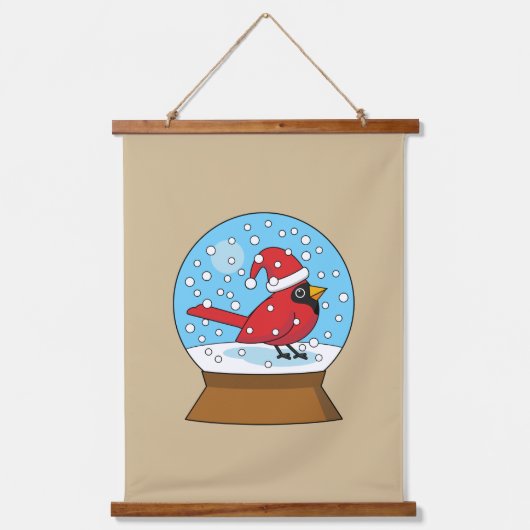 Tapisserie Suspendue Globe des neiges avec cardinal rouge mignon (Recto)
