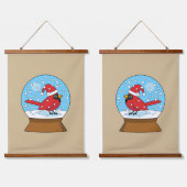 Tapisserie Suspendue Globe des neiges avec cardinal rouge mignon (Double)