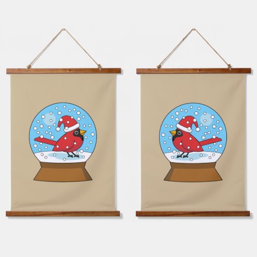 Tapisserie Suspendue Globe des neiges avec cardinal rouge mignon (Double)
