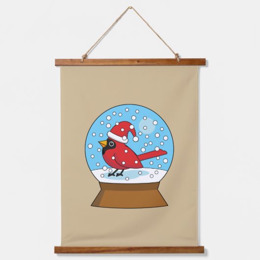 Tapisserie Suspendue Globe des neiges avec cardinal rouge mignon (Recto 2)