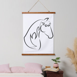 Tapisserie Suspendue Grâce Majestueuse – Art minimaliste de cheval en l