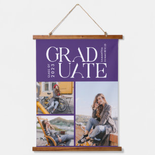 Tapisserie Suspendue Graduation 2023 Grad Photo Collage Purple Graduate