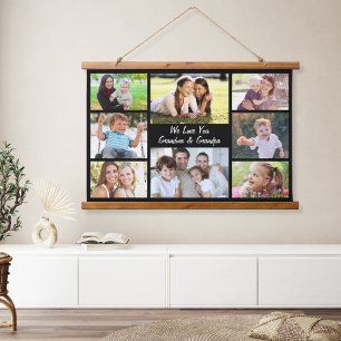 Tapisserie Suspendue Grand-parents 8 Photo Collage noir