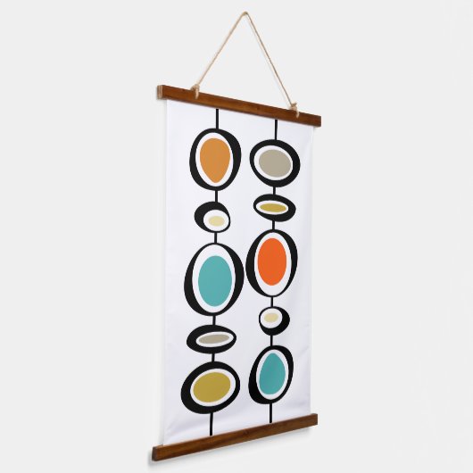 Tapisserie Suspendue Gras Retro Cercles Abstraits Mi-Siècle moderne (Angulaire)