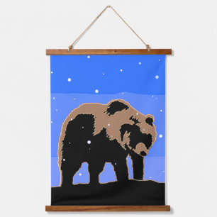 Tapisserie Suspendue Grizzly Bear en hiver - Art original de la faune
