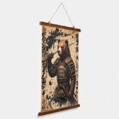 Tapisserie Suspendue Grizzly Bear Samurai Warrier - Style encre japonai (Angulaire)