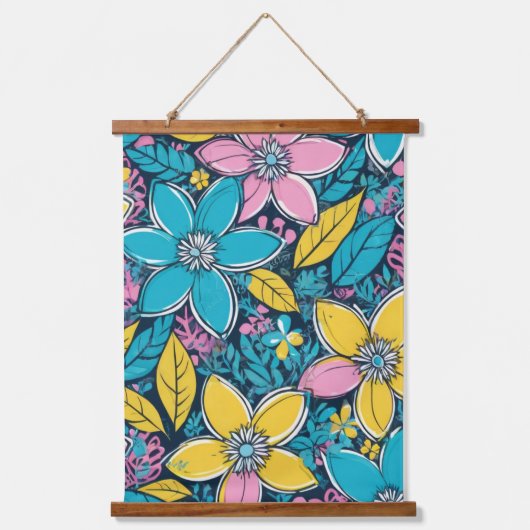 Tapisserie Suspendue Groovy Boho Large Flowers Colorful (Recto)