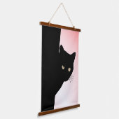 Tapisserie Suspendue Gros chat noir orné de rose (Angulaire)