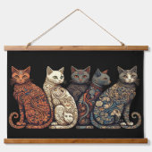Tapisserie Suspendue Groupe de chats en papier peint victorien (Devant)