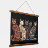 Tapisserie Suspendue Groupe de chats en papier peint victorien (Angulaire)