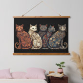 Tapisserie Suspendue Groupe de chats en papier peint victorien (Chambre à coucher)
