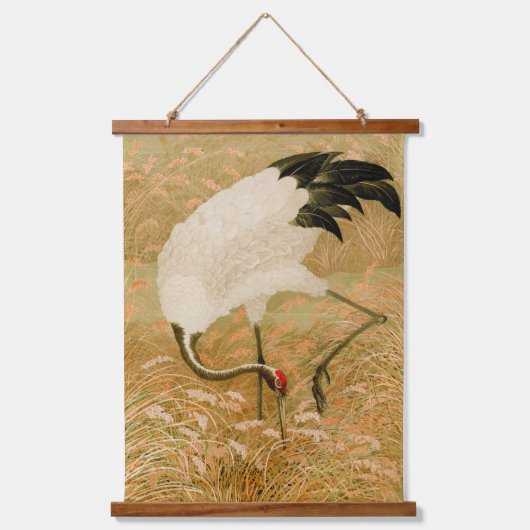 Tapisserie Suspendue Grue dans le champ de riz (Recto)
