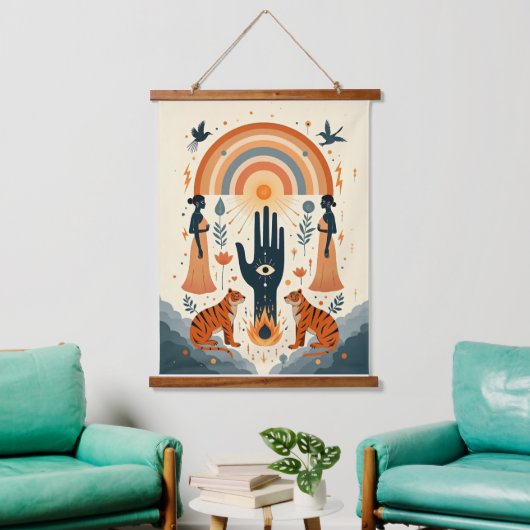 Tapisserie Suspendue Hamsa Hand with Evil Eye – Protective and Stylish (Salon)