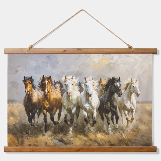 Tapisserie Suspendue Harde de Cheval Galloping Mustang Peinture (Devant)