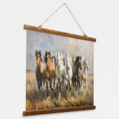 Tapisserie Suspendue Harde de Cheval Galloping Mustang Peinture (Angulaire)