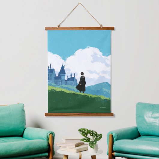 Tapisserie Suspendue HARRY POTTER™ Surplombant le château HOGWARTS™ (Salon)