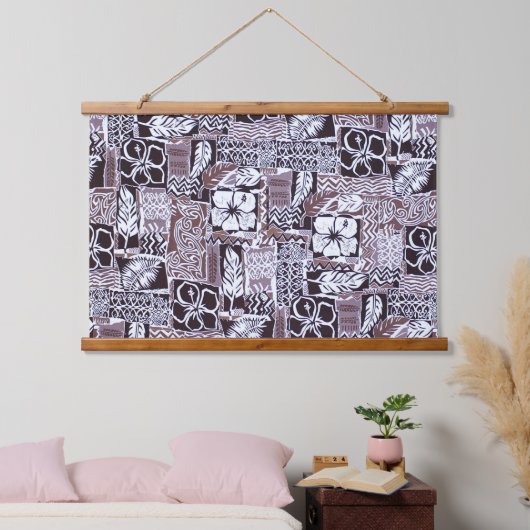 Tapisserie Suspendue Hébiscus hawaïen en tissu d'écorce (Chambre à coucher)