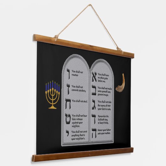 TAPISSERIE SUSPENDUE HEBREW NUMBERED DIX COMMANDEMENTS (Angulaire)