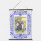 Tapisserie Suspendue Hibiscus & dentelle BLEU (Recto)