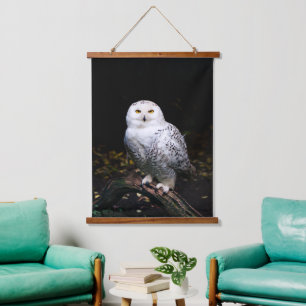 Tapisserie Suspendue Hibou des neiges majestueux d'hiver