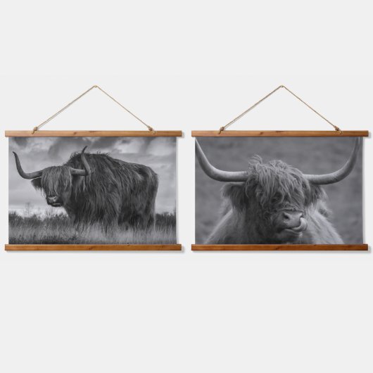 Tapisserie Suspendue Highland Cow Rustic Farmhouse art (Double)
