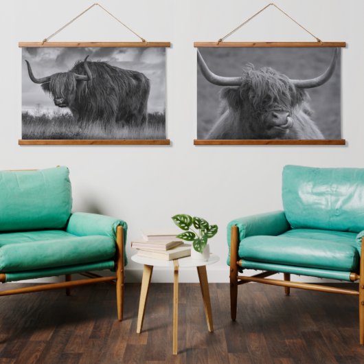 Tapisserie Suspendue Highland Cow Rustic Farmhouse art (Salon)
