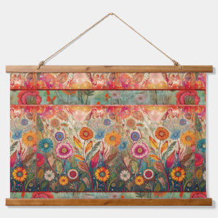 Tapisserie Suspendue Hippie rétro : Patchwork floral Mur pendage