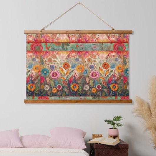 Tapisserie Suspendue Hippie rétro : Patchwork floral Mur pendage (Chambre à coucher)