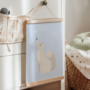 Tapisserie Suspendue Hiver bleu   Fox Arctic Animal Nursering Décor