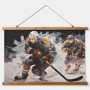 Tapisserie Suspendue Hockey sur glace Action Sport Peinture Art Déco Ab