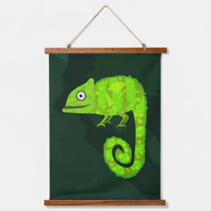 Tapisserie Suspendue Illustration de caméléon vert mignon Reptile tropi