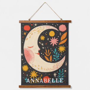 Tapisserie Suspendue Illustration de prénom avec fleurs boho sous le ci