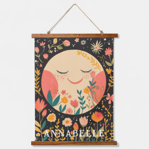 Tapisserie Suspendue Illustration de prénom avec fleurs boho sous le ci