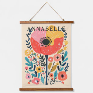 Tapisserie Suspendue Illustration scandinave de prénom de fleur boho