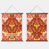 Tapisserie Suspendue Immersive Design: Radiant Gold Elephants on Deep C (Double)