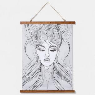 Tapisserie Suspendue Impression d'art en ligne de portrait de femme min
