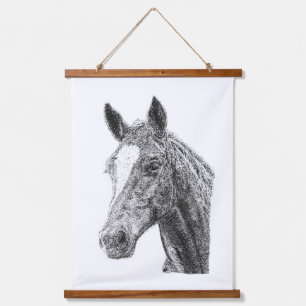 Tapisserie Suspendue Impression d'art équin Tête de cheval étalon éclai