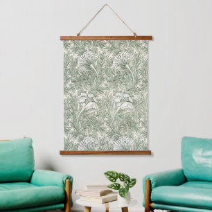 Tapisserie Suspendue Impression d'art floral Tulipe verte de William Mo