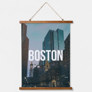Tapisserie Suspendue Impression de paysage urbain vintage de Boston - A