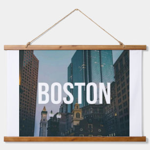 Tapisserie Suspendue Impression de paysage urbain vintage de Boston - A