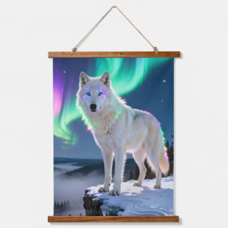 Tapisserie Suspendue Impression sur toile Loup Aurora : une scène hiver
