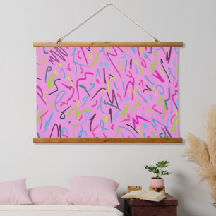 Tapisserie Suspendue Impression Vintage des années 80 en rose
