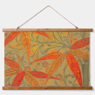 Tapisserie Suspendue Imprimé vintage d'art en bambou terreux orange 