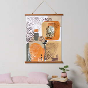 Tapisserie Suspendue Jaguar Tons Terre Moderne Abstrait Pop Art