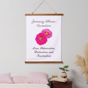 Tapisserie Suspendue Janvier Mois de naissance Fleur Carnation Élégante