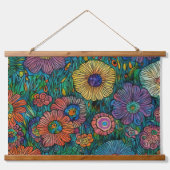 Tapisserie Suspendue Jardin à fleurs rétro coloré (Devant)