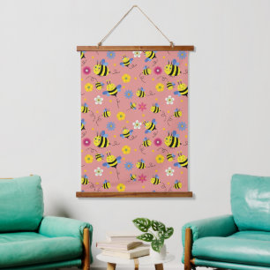Tapisserie Suspendue Jardin de fleurs d'abeilles douces