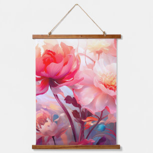 Tapisserie Suspendue Jardin de pivoines en fleurs à l'aquarelle